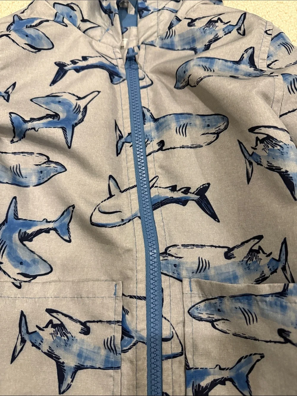 Carter's Gray & Blue Shark Print Raincoat